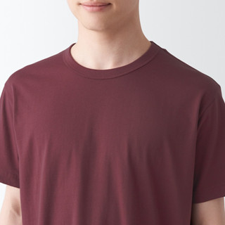 MUJI (มูจิ) เสื้อยืดคอกลมแขนสั้นผ้าคอตตอน สี Dark Green/Burgundy