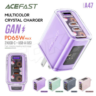 Acefast รุ่น A47 หัวชาร์จ ชาร์จเร็ว PD65W GaN (2xUSB-C + USB-A) อะแดปเตอร์ หัว US Adapter มี4สีให้เลือก