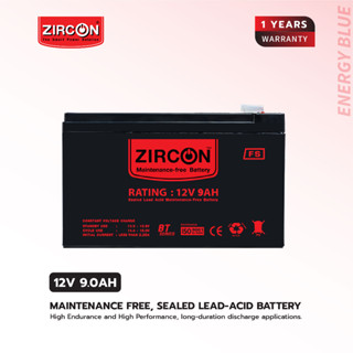 แบตเตอรี่แห้ง 12V9.0Ah ZIRCON ของแท้ พร้อมใช้งาน รับประกัน 1 ปีเต็ม !!