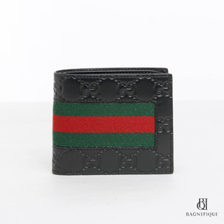 GUCCI 8 CARDS SHORT BLACK RED GG EMBOSSED CALF