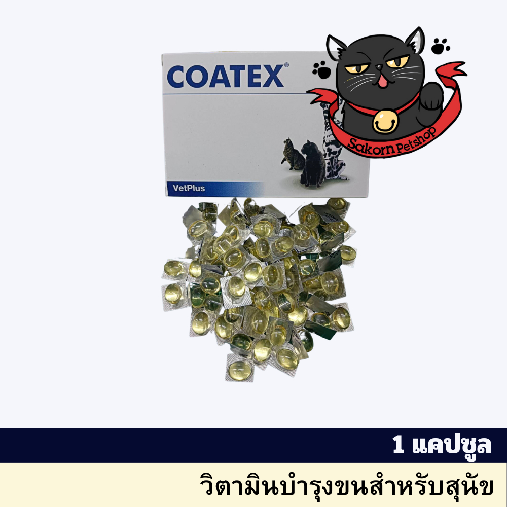 Coatex Dogs Cats Skin &amp; Coat 1 caps อาหารเสริม บำรุงเส้นขนและผิวหนัง แบบเม็ด สุนัข แมว บรรจุ 1 เม็ด
