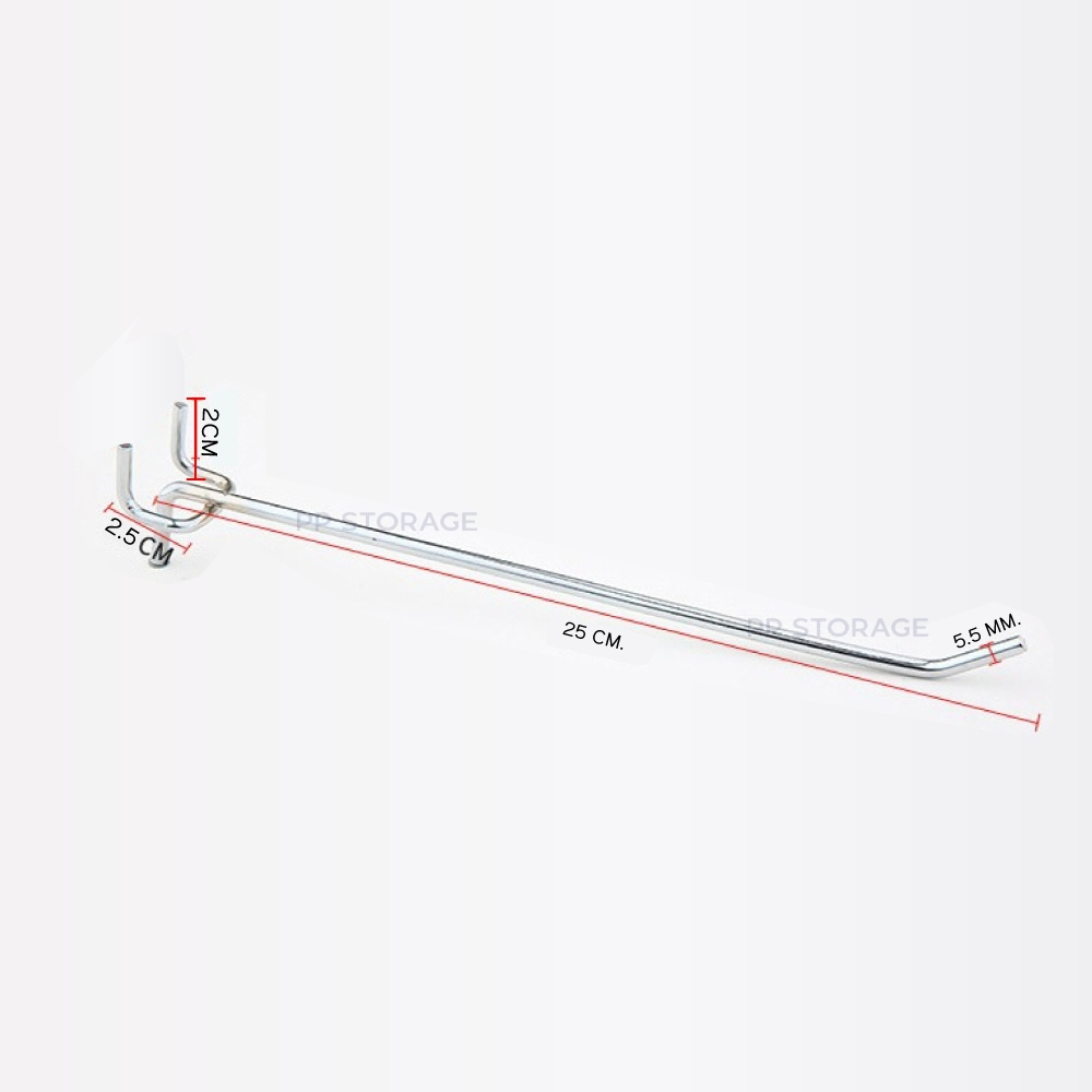 ฮุคแขวนลวดตรง ขาเกี่ยวคู่ ยาว 2.5*25 ซม. หนา5.5mm.ใช้สำหรับบอร์ดแขวน