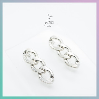 [petite by PRAKYRE] Long Large Chain with Earring - ต่างหูลายโซ่แบบยาว สำหรับสายมินิมอล ใส่ได้ทุกวัน ดูเกาหลี