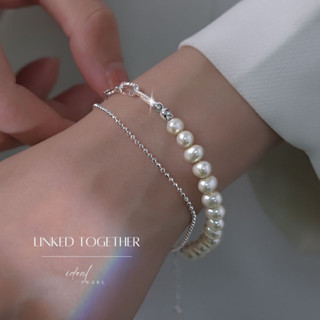 iDEAL✨พร้อมส่ง สร้อยข้อมือมุก Linked Together กําไลมุก มุกธรรมชาติแท้ 100% กําไลข้อมือมุก กำไลข้อมือเงินแท้