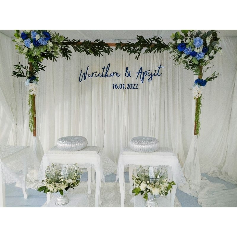 ชื่อบ่าวสาว และวันที่สำหรับติดแบคดรอปงานแต่ง หนา3มม.รองโฟม