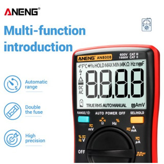 Aneng An8008 มัลติมิเตอร์ดิจิตอล 9999 Counts True-Rms สําหรับวัดแรงดันไฟฟ้า Ac Dc แรงดันไฟฟ้า Ammeter Current Ohm