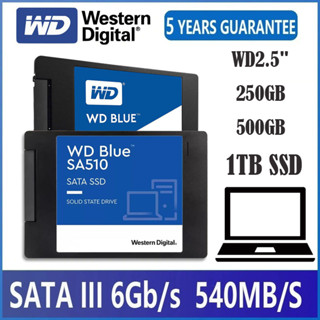 (ของแท้ของใหม่ 100%)WD SSD Blue250GB/500GB/1TB,2.5กิกะไบต์/วินาที3D NAND SATA3 SSD สีน้ำเงินพีซีภายใน SSD รับประกัน 3 ปี