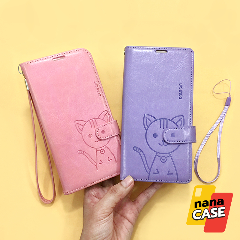 เคสเรียวมี/Realme C33 C25 C25s C30s C35 C53 C55 เคสหนังเปิด-ปิด โดมิแคท มีฝาปิดหน้าจอกันรอย แถมฟรีสายคล้องมือ