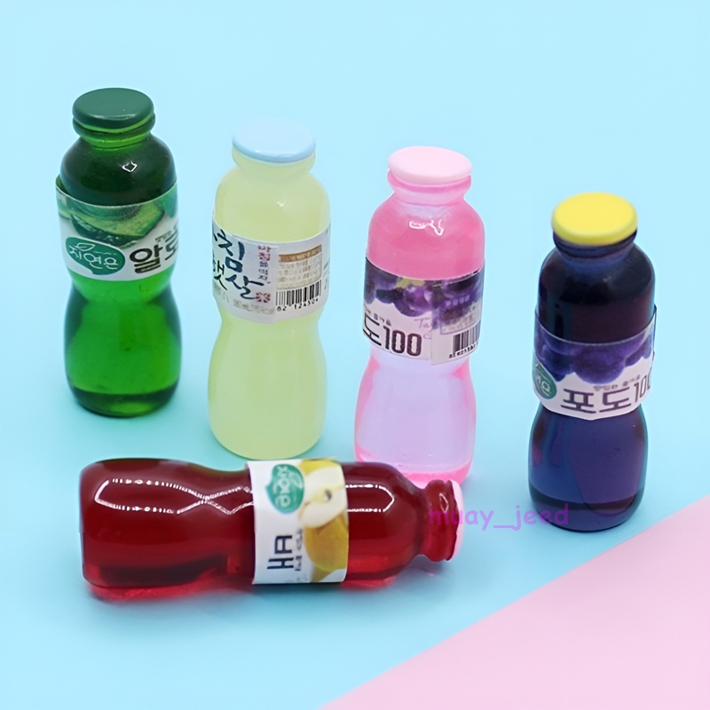 B107-A08 ของเล่นตุ๊กตา 5 ชิ้น ของจิ๋ว น้ำผลไม้ น้ำพลัม น้ำสี dollhouse