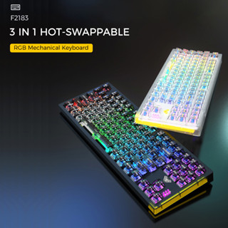 🎮 คีย์บอร์ด Aula F2183 RGB Keyboard คีย์บอร์ดไร้สาย บลูทูธ 87 คีย์ มีไฟแบ็คไลท์ สีโปร่งใสทนทาน แม่นยำ และนุ่มนวล 🎮