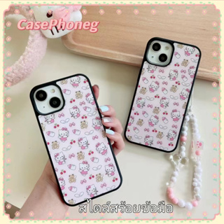 🍑CasePhoneg🍑สไตล์สร้อยข้อมือ การ์ตูน Hello Kitty สีชมพู iPhone 11 14 pro max ป้องกันการหล่น น่ารัก case for iPhone 12 13