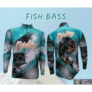 เสื้อตกปลา JK Thailand เสื้อกันยูวี ลาย FISH BASS ป้องกันรังสี UV 80% แห้งเร็ว