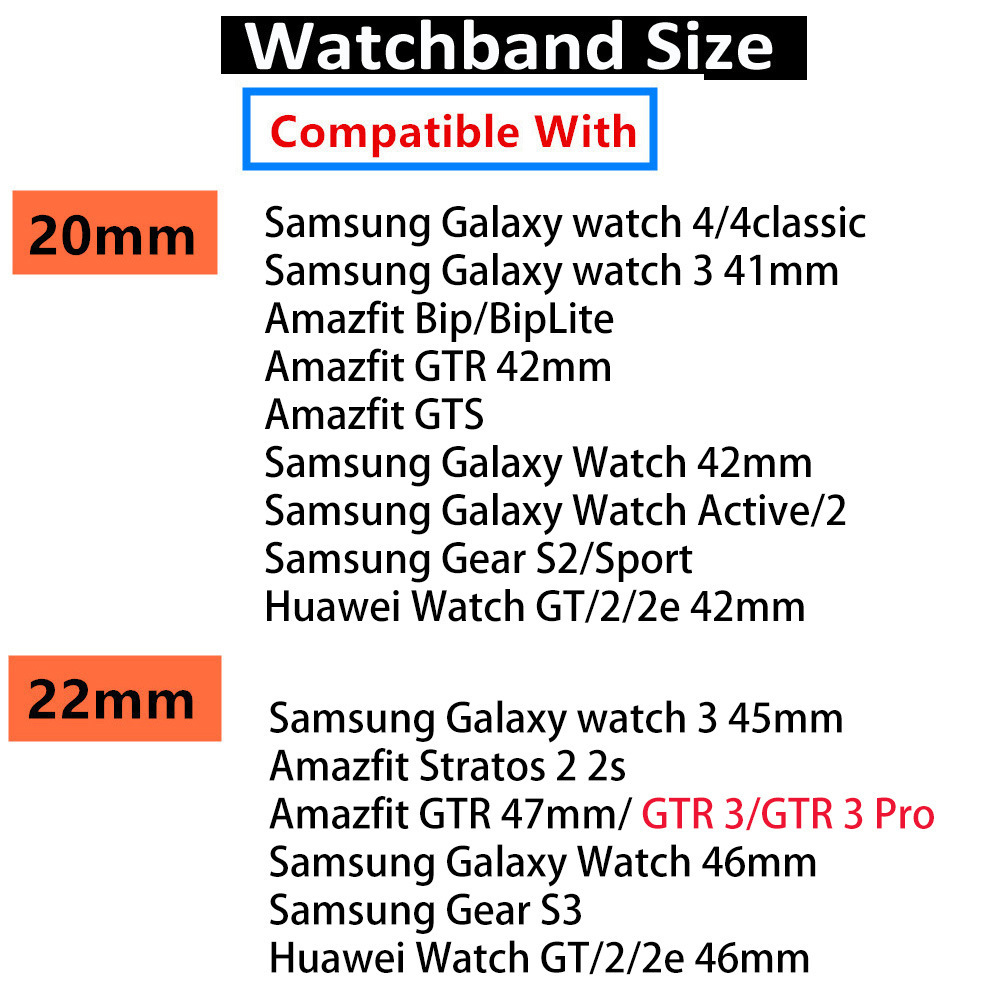 สายนาฬิกาสำหรับ Samsung Galaxy, Amazfit GTS/GTS 2, Huawei Watch สายนาฬิกาหนังแฟชั่น 20mm 22mm Universal