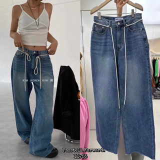 🇰🇷New🇰🇷  Korea x2 highwaist denim jeans ยีนเอวสูงรุ่นกระบอกใหญ่ เรียบๆผ้ายีนฟอกสีสวยมาก