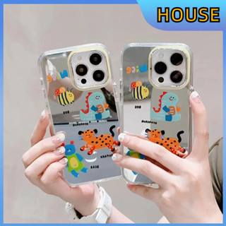 💲คูปองเคลม💲เคสไอโ case for iphone 11 12 ปาร์ตี้สัตว์ไดโนเสาร์ เคส 14 13 12 11 pro max กระจกเงา วัสดุอะคริลิค