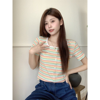 TWOHANDHII COLORFUL STRIPE CROP