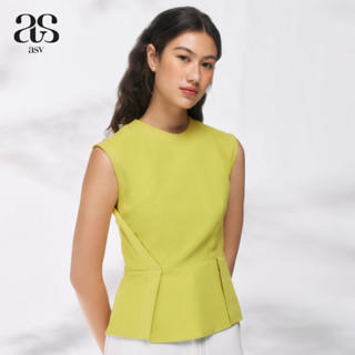 [asv pf23] Silvy Sleeveless Blouse เสื้อผู้หญิง คอลม แขนกุด แต่งเข้ารูปช่วงเอว แต่งผูกโบว์ด้านหลัง ผ้าโพลีเอสเตอร์