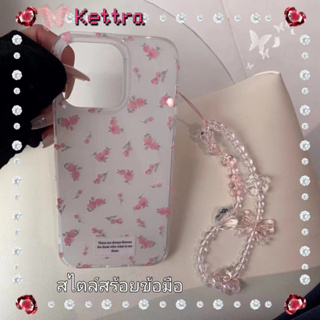 💜Kettra💜สไตล์สร้อยข้อมือ ดอกไม้ เล็กและสด iPhone 11 14 pro max ป้องกันการหล่น เส้นขอบโปร่งใส case for iPhone 12 13