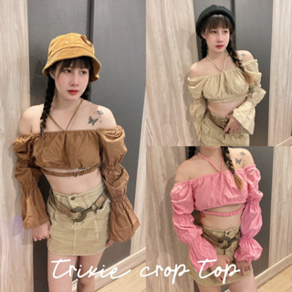 ครอปผูกคอ ปาดไหล่ - trixie crop top