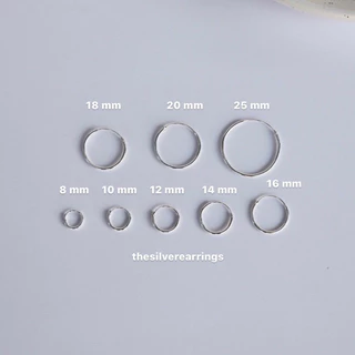 silver 925, ต่างหูห่วงเกลี้ยงเงินแท้ ขนาดความหนา 1.2 mm