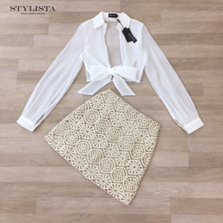 STYLISTA:เซตเสื้อแขนยาว คอปก มาพร้อมกระโปรง(*รบกวนเช็คสต๊อกก่อนกดสั่งซื้อ)