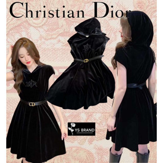 (｡’▽’｡)♡ DRESS DIOR กำมะหยี่ มาพร้อมเข็มขัดเข้าชุด (´ ▽｀).。ｏ♡