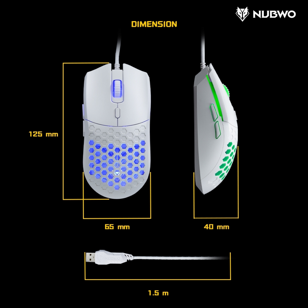 🎮 GAMING NUBWO NM-94M GAMING MOUSE เมาส์เกมมิ่ง มีไฟ RGB MURDERER SILENT Macro เมาส์มาโคร เสียงเงียบ ปรับ DPI 6400 NM094