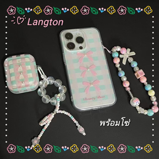 🌈Langton🌸สไตล์สร้อยข้อมือ โบว์หูกระต่าย โปร่งแสงiphone 11 14pro max ป้องกันการหล่น ขอบเต็ม หวานสวย case for iPhone 12 13