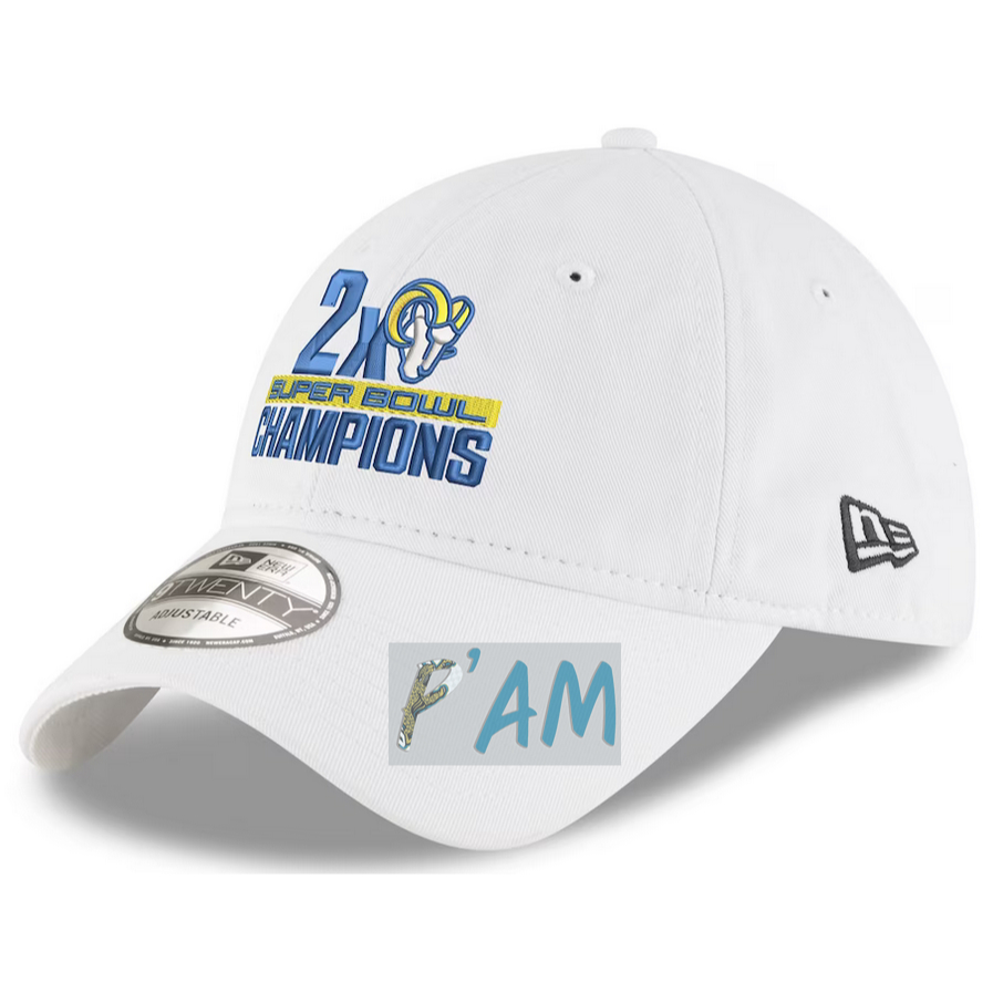 หมวกใหม่ แท้ Men's New Era White Los Angeles Rams 2-Time Super Bowl Champions 9TWENTY Adjustable Hat