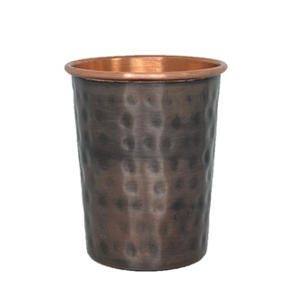 NATURAL EFE | ANTIQUE COPPER WATER GLASS | แก้วน้ำทองแดง ลายแอนทีคสีดำ 300 ML