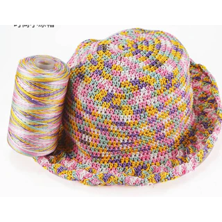 เชือกร่มสีเหลือบขนาด 1 มิล น้ำหนักห่อละ 100 กรัม เส้นนิ่ม ถักง่าย สำหรับถักโครเชต์กระเป๋า รองเท้า หมวก ฯลฯ มีหลา