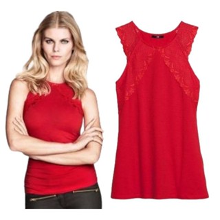 H:  Lace sleeveless tops (มีครีม ,แดง,ชมพู )