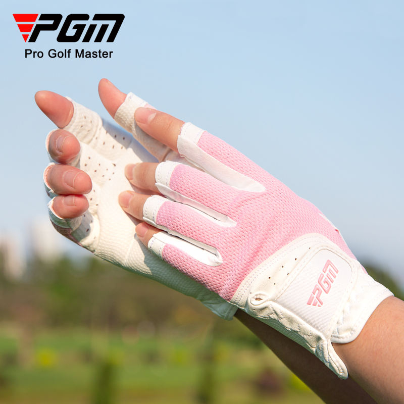 ถุงมือกอล์ฟสำหรับผู้หญิง PGM แบบเปิดนิ้ว 1 คู่ (ST032) Golf Gloves PGM For Women สีฟ้า/สีเทา/สีชมพู