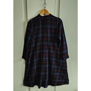 Uniqlo Flannel A-Line Long Sleeve Dress เดรส คอจีน ผ้าแฟลนแนล Size S อก 38-40" มือ2