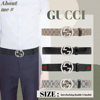 กุชชี่ /Gucci Interlocking Double G Buckle Belt in GG Supreme Canvasเข็มขัด 411924