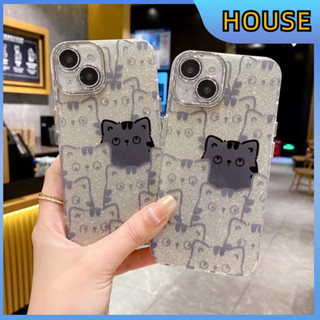 💲คูปองเคลม💲เคสไอโ case for iphone 11 12 แมวกระพริบบาง ๆ ง่าย ๆ เคส 14 13 12 11 pro max ซิลิโคนเหลวป้องกันเต็มรูปแบบ