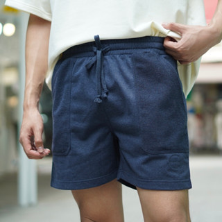 กางเกงขาสั้น ลายปัก ผู้ชาย สีกรม Deep sea รุ่น Shorts Man With Embroidery ผลิตจากผ้ารีไซเคิล 100% ดีต่อสิ่งแวดล้อม