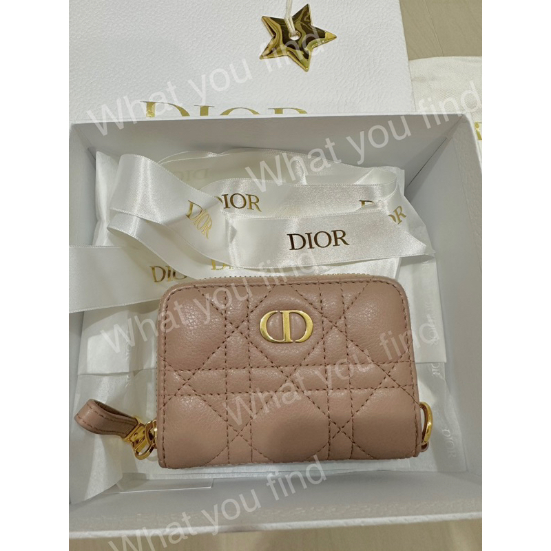 Dior caro zip card holder สี Blush (ของแท้จากพารากอน)