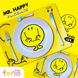 🙂mr.happy placemats🙂แผ่นรองจานพลาสติกลาย mr.happy