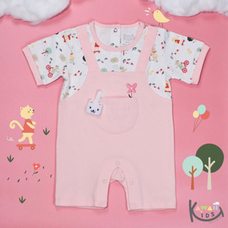 Kawaii kids - Kuma pink romper (12-18)