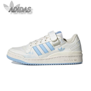 Adidas Forum Low OG รองเท้าผ้าใบสีขาวและสีน้ำเงินทนการสึกหรอของแท้ 100%