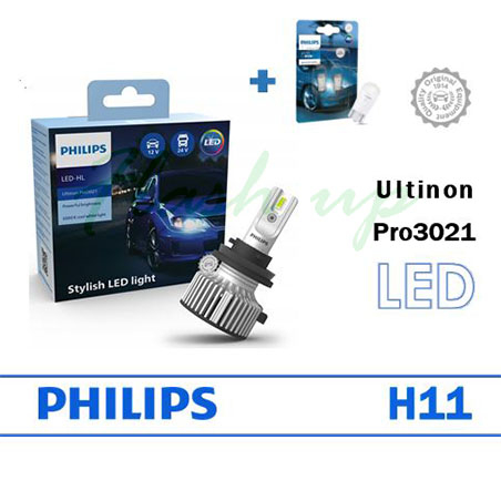 Philips Ultinon Pro3021 LED GEN3 หลอดไฟหน้ารถยนต์ สว่างกว่าไฟเดิม 150% 6000K ของแท้ รับประกันสินค้า