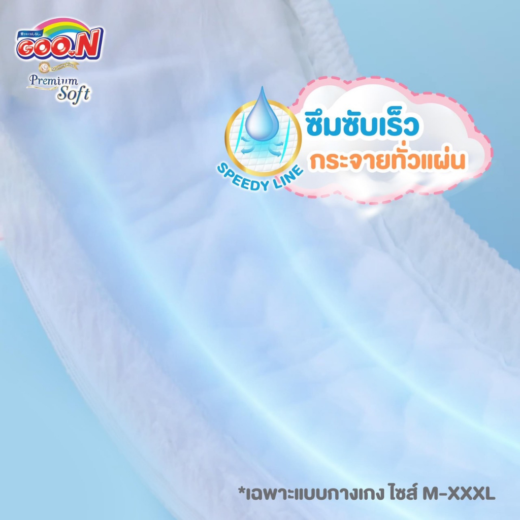 Goon Mommy Kiss Pants ห่อซุปเปอร์จัมโบ้ ผ้าอ้อมกูนน์ รุ่นหนา ซึบซับน้ำ 6 แก้ว ( 1 ห่อ ) - รูปที่ 5
