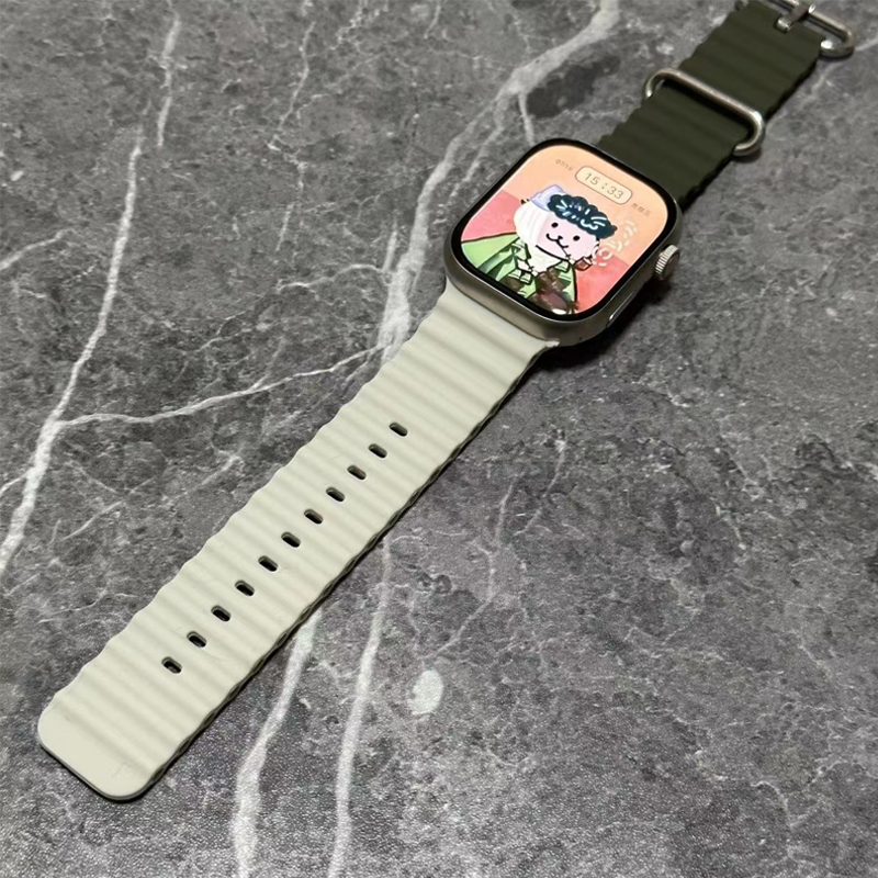 สายนาฬิกาซิลิโคน 38/40/41mm42mm46mm49mm/45mm44mm สายนาฬิกาซิลิโคนจับคู่สีสำหรับ iWatch series 10 9 8 7 6 5 4 3 2 1 SE