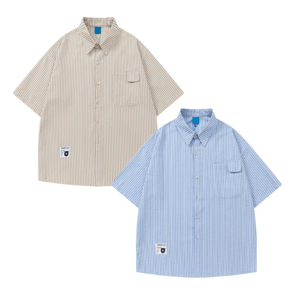 เสื้อเชิ้ตแขนสั้นงานเกาหลีลายตรง Korea TMN Best Shirt
