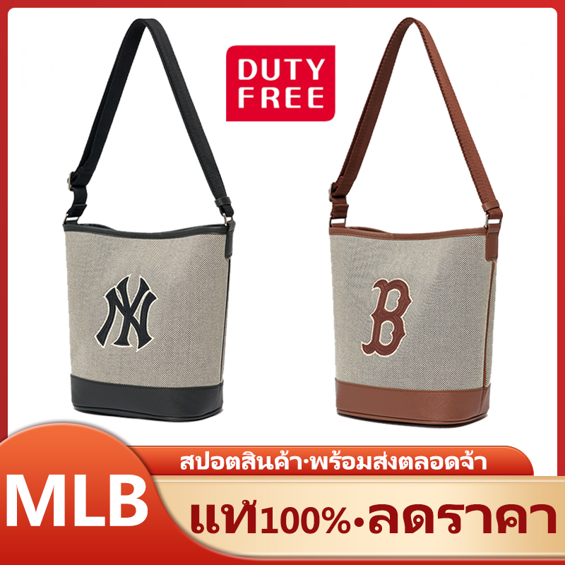 จัดส่งลำดับความสำคัญ mlb bucket bag NY canvas handbag shoulder women bags กระเป๋าถัง new york boston