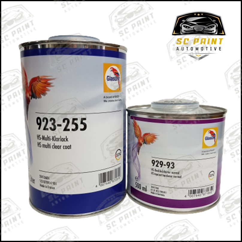 แลคเกอร์ 2K นกแก้ว Glasurit 923-255 พร้อมตัวเร่ง 929-93 (2:1) แลคเกอร์เคลือบเงารถยนต์คุณภาพสูง