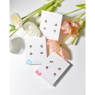 earika.earrings - beauty and the beast stuff set เซ็ตต่างหูก้านเงินแท้ชุบทองคำขาว/ทองเจ้าหญิง เหมาะสำหรับผิวแพ้ง่าย