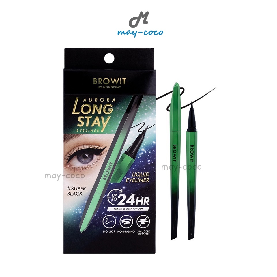 ถูก/แท้/มีไลฟ์ อายไลเนอร์ Browit By Nongchat Aurora Long Stay Eyeliner ออโรร่าอายไลเนอร์ น้องฉัตร เขียนขอบตา เขียนตา