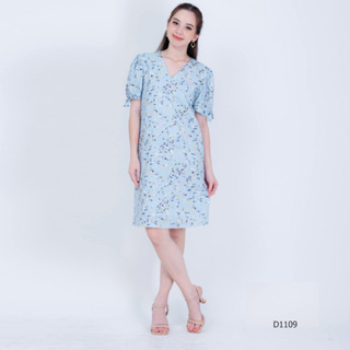 AMILA Dress AM-D1109 เรย่อน ปริ้นท์ แขนสั้น IGPU23-3